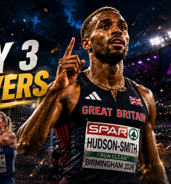 Matthew Hudson-Smith leads a Birmingham 2026 Day 3 featured image alongside Silja Kosonen and Emma Zapletalová, highlighting a night of European Athletics titles, records, and home-track success at Alexander Stadium.