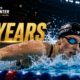 Katie Ledecky celebrates after winning the women’s 1,500m freestyle at the 2026 Pan Pacific Championships, extending her unbeaten streak in the event to 16 years.