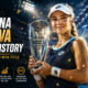 Kristina Liutova holds the Memphis Classic trophy after becoming the youngest active WTA champion, with a dramatic tennis-court backdrop, Memphis skyline, career milestone graphics, and The Sports Encounter logo.