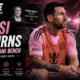 Lionel Messi sits on the Inter Miami bench four days after the death of his father, Jorge Messi, with a tribute display in the background and Leagues Cup imagery reflecting his emotional return to the squad.