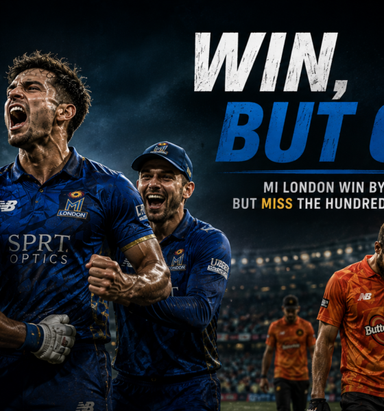 MI London defeat Birmingham Phoenix by two runs at Edgbaston in Match 32 of The Hundred 2026, winning 157/6 to 155/7 but missing the Eliminator on net run rate, with Richard Gleeson named Match Hero after taking 2/29.
