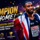 Matthew Hudson-Smith celebrates winning his third European 400m title in 44.17 seconds at the 2026 European Athletics Championships in Birmingham, draped in the Union Jack on his home track at Alexander Stadium.
