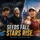 Alexander Zverev, Daniil Medvedev and Taylor Fritz appear dejected against a stormy Montreal backdrop, while Alexandra Eala and Leylah Fernandez celebrate under bright Toronto lights beside the headline “Seeds Fall. Stars Rise.”