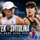 Iga Swiatek and Elina Svitolina feature prominently in a cinematic National Bank Open 2026 graphic, with leading Montreal men’s contenders shown below as Toronto reaches the semifinals and the men’s draw moves into the quarterfinals.