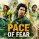 Watercolor illustration of Wasim Akram, Waqar Younis, Shoaib Akhtar, Imran Khan and Fazal Mahmood in dynamic fast-bowling poses, with shattered stumps and the headline “Pace of Fear.”