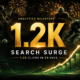 The Sports Encounter celebrates reaching 1.2K Google Search clicks in 28 days, illustrated with a rising analytics graph and multi-sport imagery representing the publication’s expanding coverage.