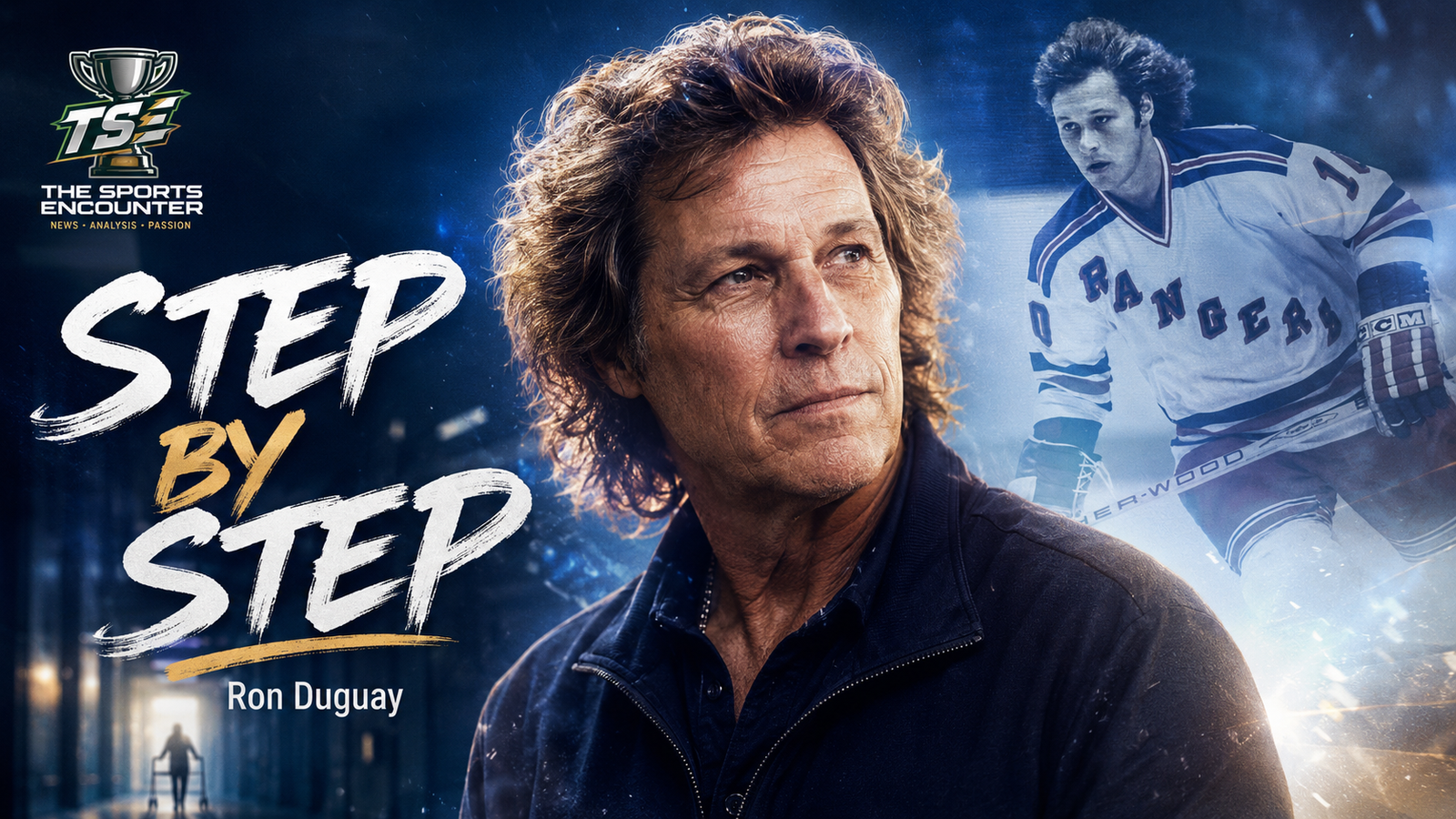 Ron Duguay during his Stage 4 colon cancer recovery, representing his rehabilitation progress and new treatment phase after walking without a walker.