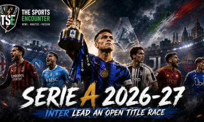 Inter Milan players celebrate with the Serie A trophy as rival clubs prepare for a wide-open 2026-27 Scudetto race.