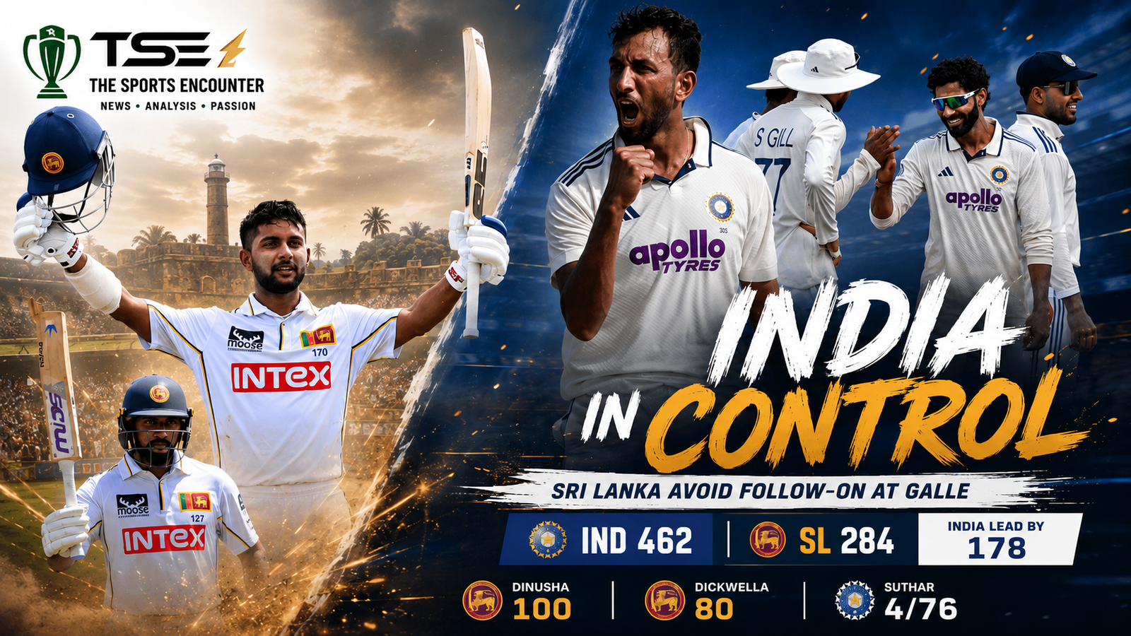 Sonal Dinusha and Niroshan Dickwella lead Sri Lanka’s recovery against India on Day 3 of the first Test at Galle, where India retained a 178-run first-innings lead.