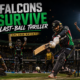 Antigua and Barbuda Falcons celebrate a dramatic last-ball victory over Jamaica Kingsmen in the opening match of CPL 2026, featuring Tajinder Singh and Player of the Match Alzarri Joseph.