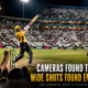 A batter launches a shot under the Trent Bridge floodlights as cheering fans celebrate in the foreground, while wide stadium views reveal large sections of empty white seats during The Hundred 2026.