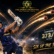 Toby Albert launches another six for Hampshire as six cricket balls streak across the night sky, illustrating his remarkable six consecutive sixes during the One-Day Cup win over Sussex.