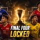 Thailand, Singapore, Vietnam and Malaysia-inspired players surround a glowing championship trophy in a cinematic ASEAN Championship 2026 semifinal scene, with “Final Four Locked” highlighting the knockout stage.