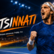 Stefanos Tsitsipas celebrates after beating Valentin Royer in straight sets at the 2026 Cincinnati Open as the “Tsitsinnati” nickname gains attention around the tournament.