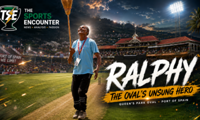 Ralphy, the energetic Queen’s Park Oval groundsman, running onto the field at the historic Port of Spain cricket venue.