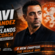 Xavi Hernández pictured as the new Netherlands head coach through the 2030 World Cup, with Oranje branding, tactical graphics, and Dutch football imagery marking the start of a new era for the national team.