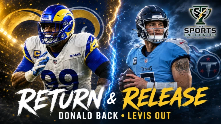 Aaron Donald returns to the Los Angeles Rams as former Tennessee Titans quarterback Will Levis enters NFL free agency after clearing waivers.