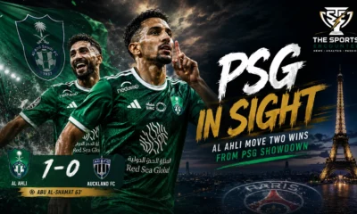 Al Ahli players celebrate after beating Auckland FC 1-0 to move closer to a potential FIFA Intercontinental Cup final against Paris Saint-Germain.