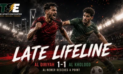 Al Diriyah and Al Kholood players in Saudi Pro League action after Meshari Al-Nemer’s late equalizer secured a 1-1 draw in Riyadh.