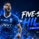 Al Hilal players celebrate during their 5-1 Saudi Pro League victory over Al Khaleej in Dammam.