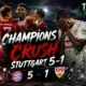 Bayern Munich players celebrate during their 5-1 Bundesliga victory over VfB Stuttgart at the Allianz Arena.