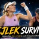 Sara Bejlek celebrates after surviving Madison Keys in a dramatic three-set Cincinnati Open quarterfinal to reach the 2026 semifinals.