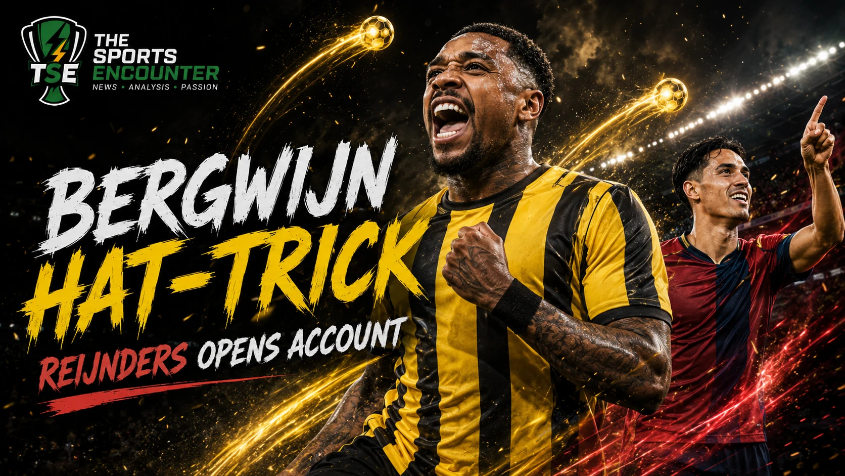 Steven Bergwijn celebrates his Al-Ittihad hat-trick alongside Tijjani Reijnders after scoring his first Al-Qadsiah goal during Saudi Pro League action.