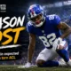 New York Giants receiver Calvin Austin III during 2026 training camp before a reported right ACL tear ended his season.