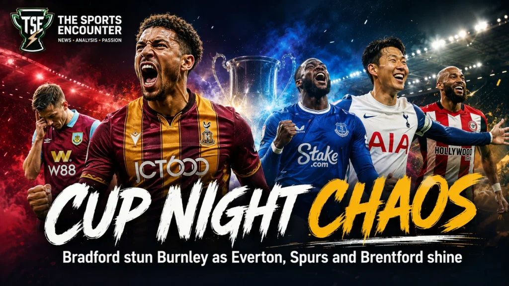 Bradford City celebrate their Carabao Cup upset over Burnley alongside scenes from Everton, Tottenham and Brentford’s emphatic Round Two victories.