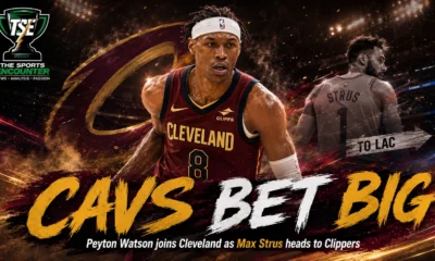 Peyton Watson in a cinematic Cleveland Cavaliers setting as Cleveland adds the young two-way wing in a reported $88 million deal to strengthen its championship roster.