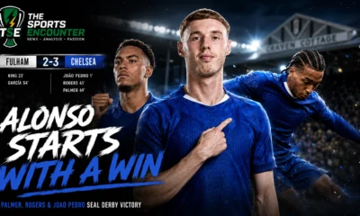 Cole Palmer, Morgan Rogers and João Pedro celebrate Chelsea’s 3-2 Premier League win over Fulham at Craven Cottage in Xabi Alonso’s first league match.