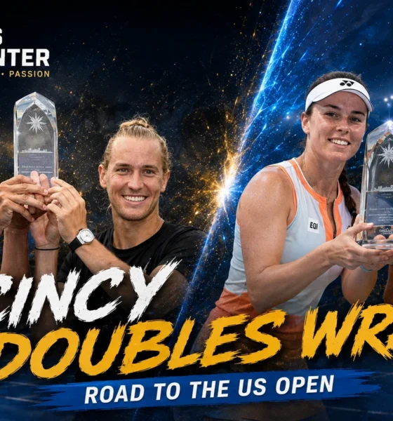 Cincinnati Open 2026 doubles champions Orlando Luz, Rafael Matos, Linda Noskova and Marie Bouzkova celebrating their titles ahead of the US Open.