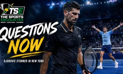 Novak Djokovic leaves Arthur Ashe Stadium after his five-set first-round defeat to Mariano Navone at the 2026 US Open.