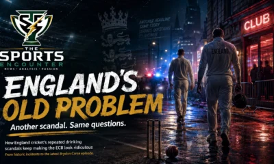 England cricket players shown in a dramatic nightlife-themed graphic as repeated drinking controversies put the ECB under renewed scrutiny.