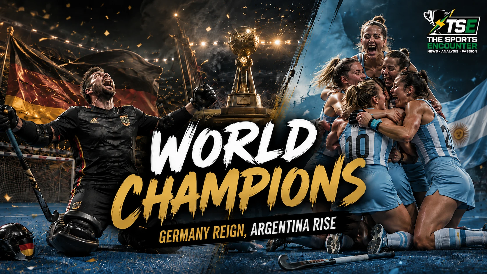 Germany celebrate winning the men’s FIH Hockey World Cup 2026 while Argentina are crowned women’s champions after defeating the Netherlands in a dramatic shootout.