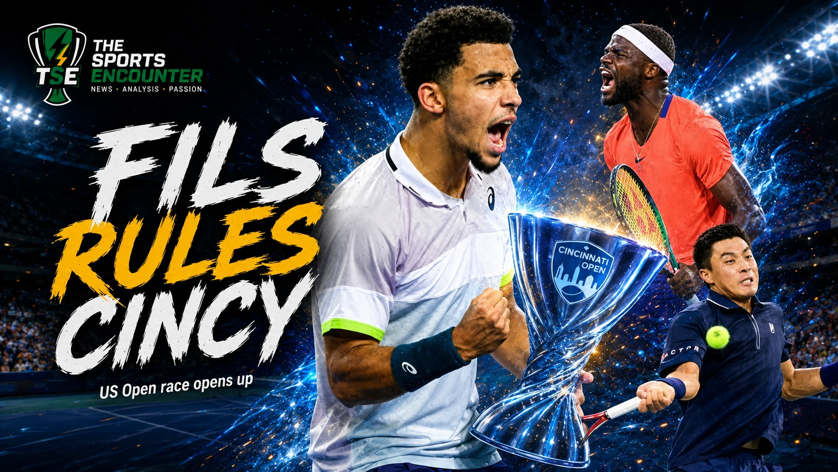 Arthur Fils celebrates winning the Cincinnati Open 2026 men’s title alongside Frances Tiafoe, Brandon Nakashima and other leading US Open contenders.