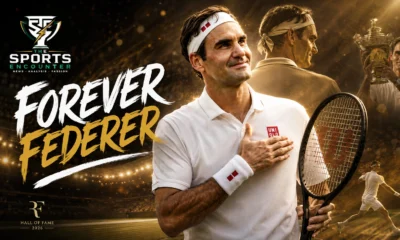 Roger Federer celebrates during his legendary tennis career ahead of his 2026 International Tennis Hall of Fame induction.