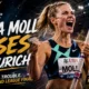 Hana Moll celebrates after overcoming early misses to clear a 4.90m personal best and qualify for the Diamond League Final in Zurich.