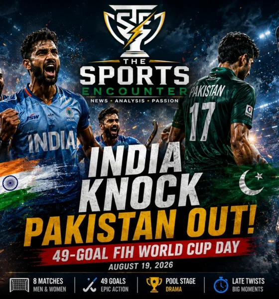 India players celebrate after beating Pakistan 5-3 during an eventful FIH Hockey World Cup 2026 matchday featuring men’s and women’s action.