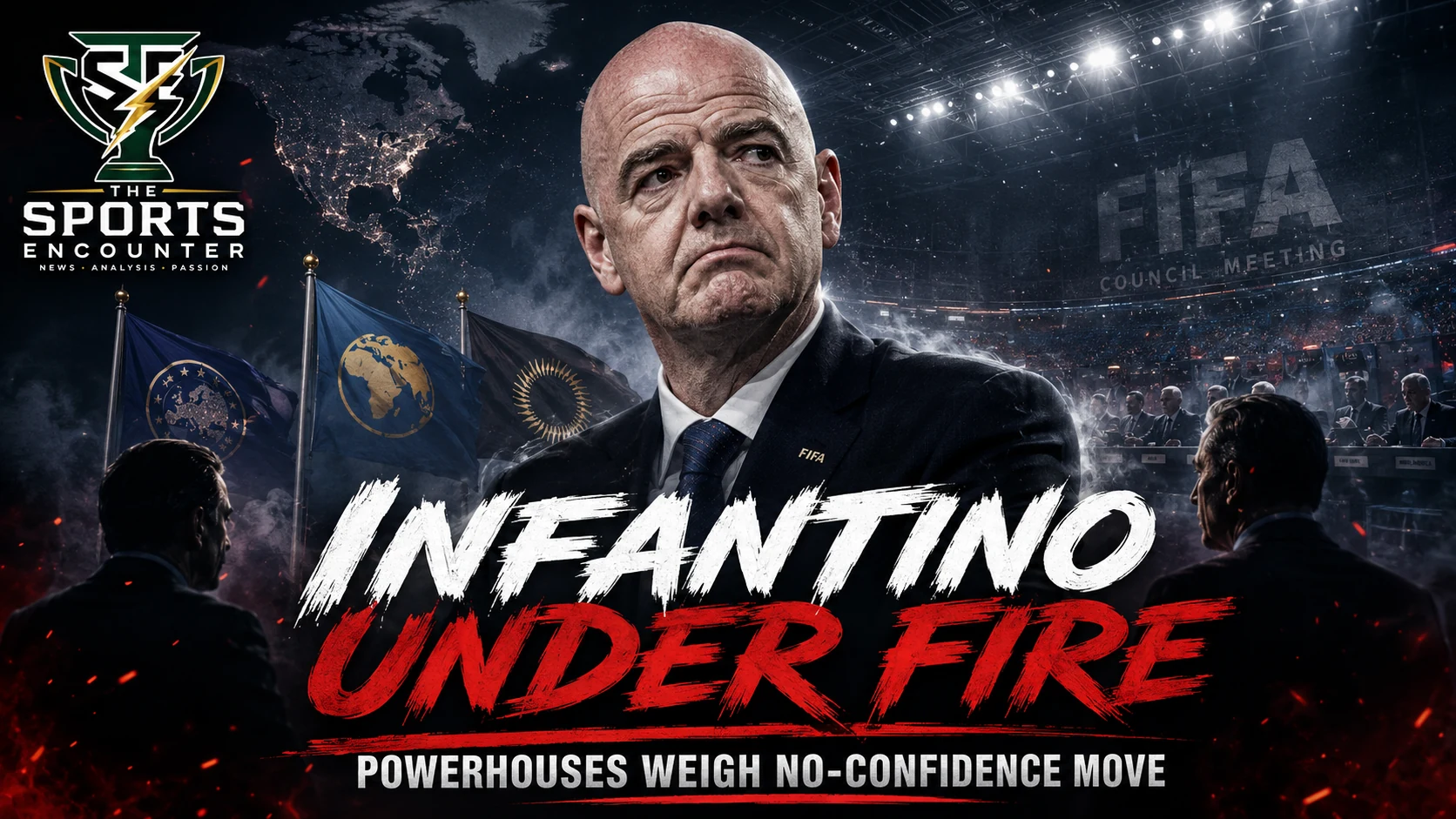 Gianni Infantino at the center of a cinematic FIFA power struggle as UEFA, AFC and CONCACAF weigh a possible no-confidence move against the FIFA president.