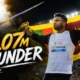 Rumesh Pathirage celebrates with the Sri Lankan flag after winning the Zurich Diamond League men’s javelin with a 92.07-meter throw.