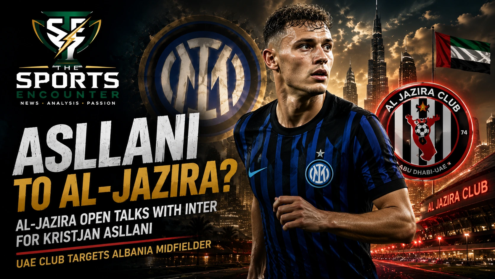 Kristjan Asllani pictured in an Inter Milan setting as Al-Jazira pursue the Albania midfielder in transfer talks.