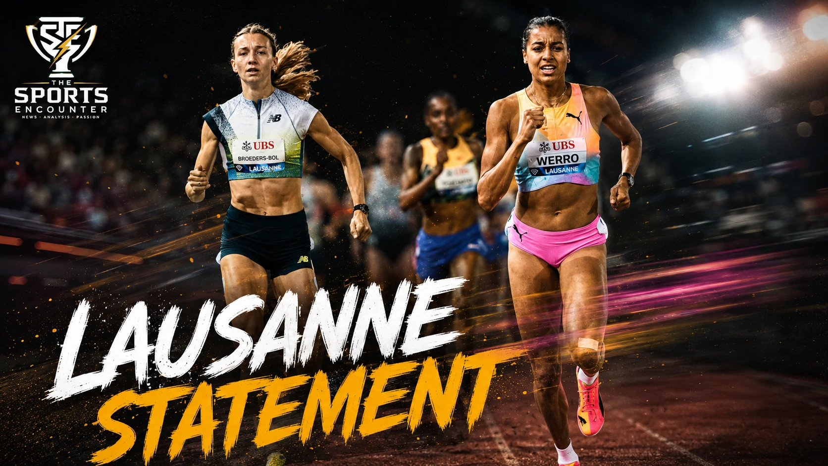 Audrey Werro, Letsile Tebogo and Emmanuel Wanyonyi feature in a cinematic Lausanne Diamond League scene after major wins ahead of the 2026 World Athletics Ultimate Championships in Budapest.