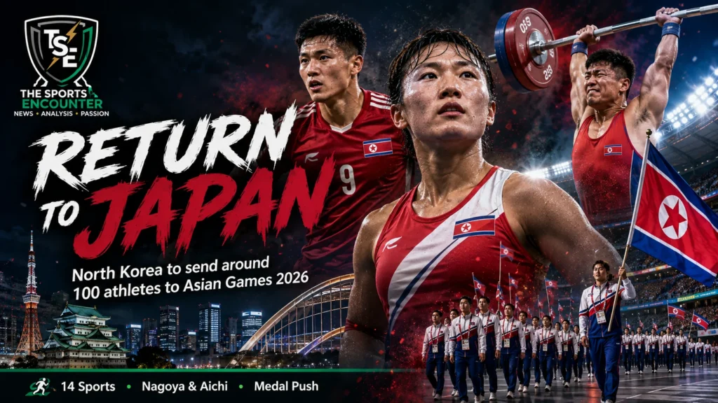 North Korean athletes preparing for the Aichi-Nagoya Asian Games 2026 in Japan, where the DPRK plans to send around 100 competitors across 14 sports.