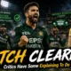 Gaddafi Stadium in Lahore under floodlights with Pakistan cricketers celebrating after the ICC removed the pitch demerit point from the third ODI against Australia.