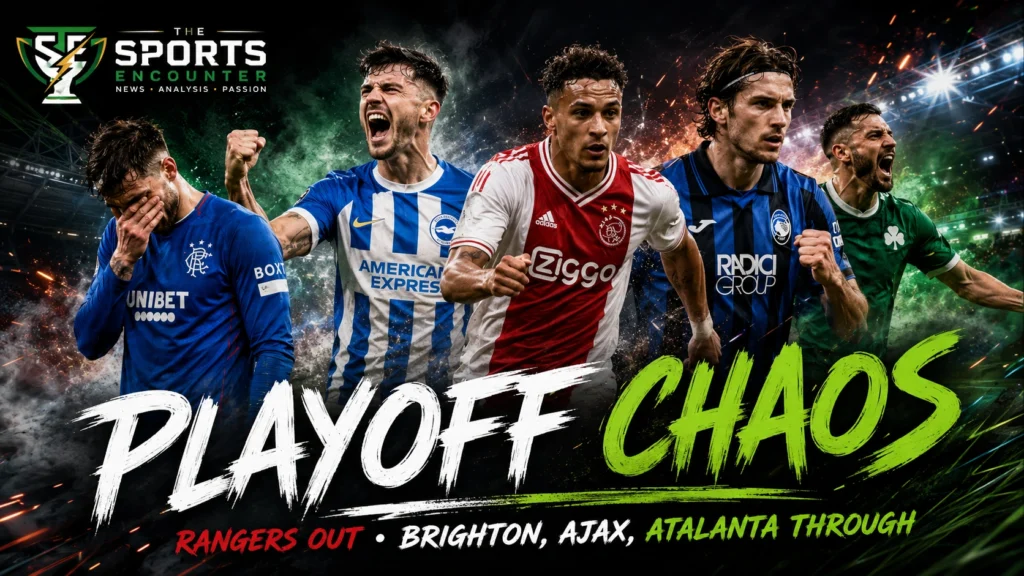 Rangers exit on penalties as Brighton, Ajax, Atalanta and other clubs qualify from the UEFA Conference League playoff second legs.