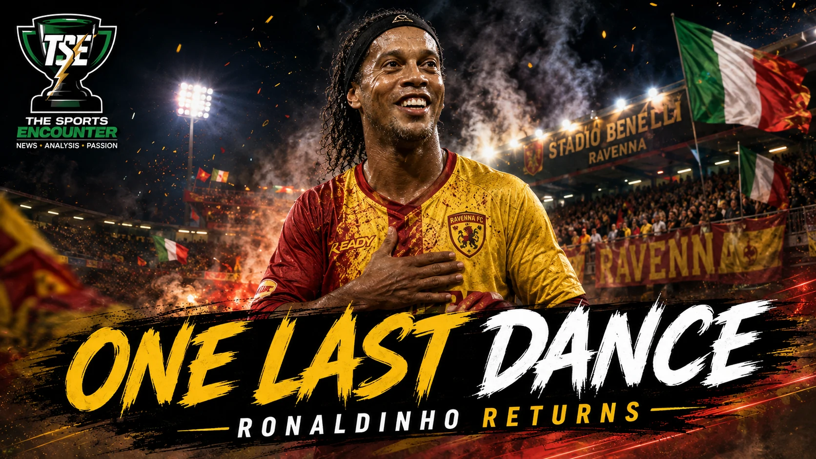 Ronaldinho in a cinematic Ravenna FC comeback scene as the Brazilian legend prepares to return to professional football in Italy for one final swansong.
