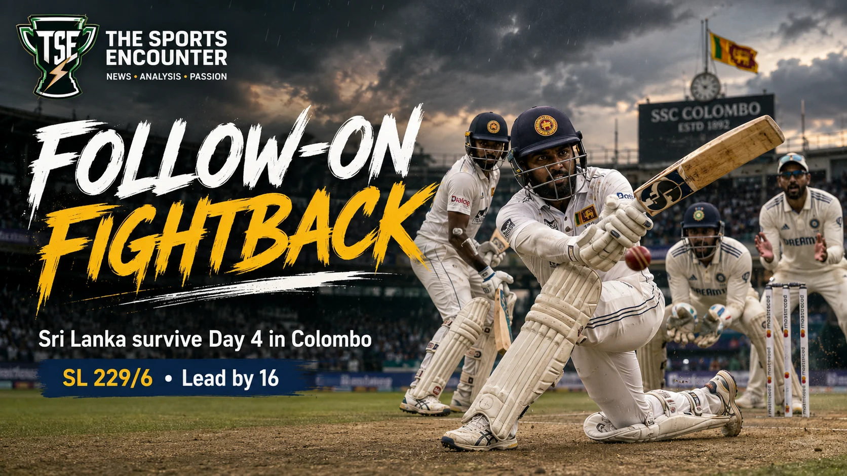 Pasindu Sooriyabandara leads Sri Lanka’s fightback against India during Day 4 of the second Test at the Sinhalese Sports Club Ground in Colombo.