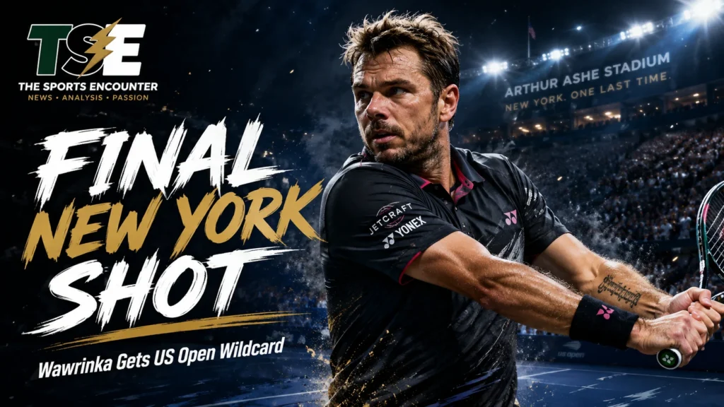 Stan Wawrinka competing at a Grand Slam during his 2026 farewell season after receiving a late wildcard for one final US Open appearance.