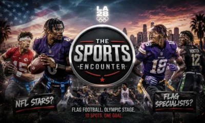 Team USA flag football concept featuring NFL stars and flag football specialists competing for places on the 10-man LA28 Olympic roster.